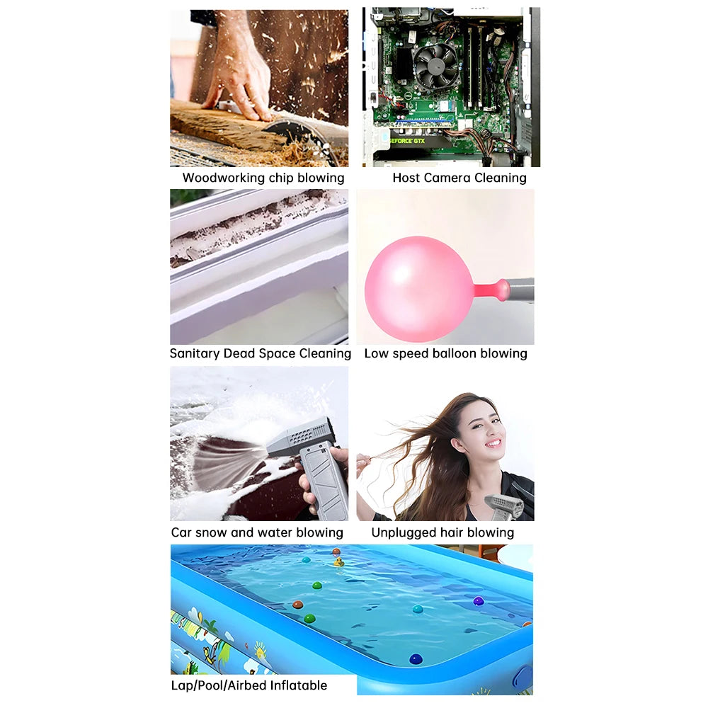 140000RPM Dust Blower 62m/s Powerful Violent Fan 8000mAh Battery Air Blower With Charger indicator Lights