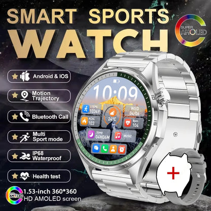 2026 New Watch 6 NFC Bluetooth Call Smart Watches Men GPS Tracking Sports Fitness IP68 Waterproof 1.53inch AMOLED Smartwatch