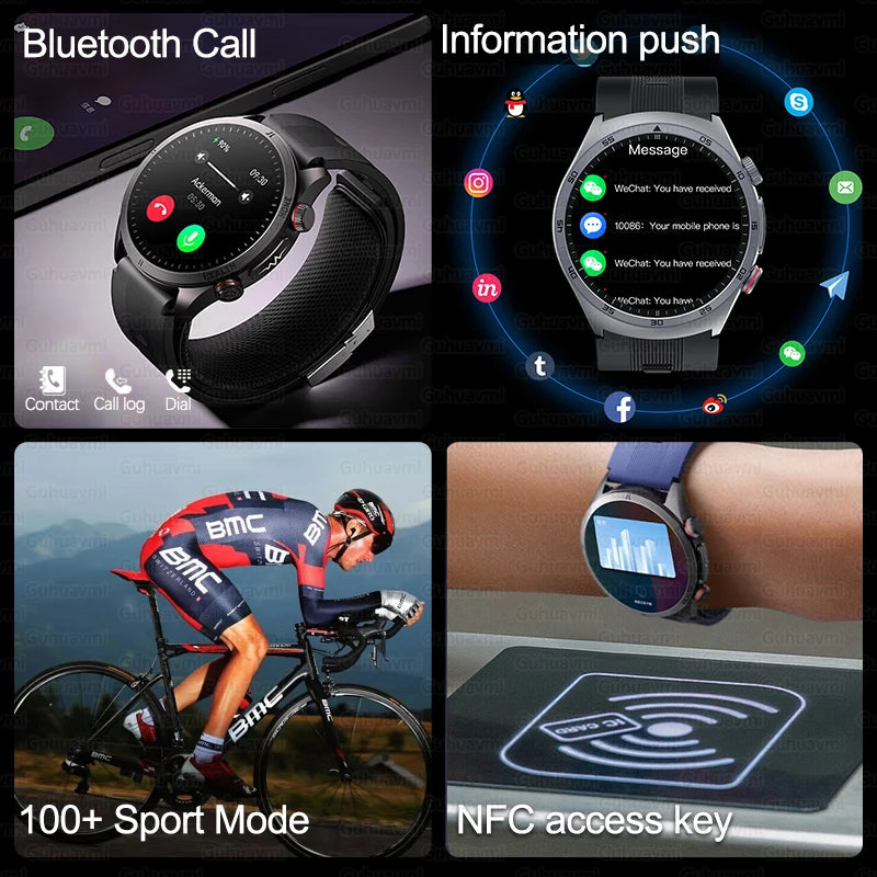 2026 New Upgrade Air Pump Blood Pressure Accurate Measure SmartWatch ECG Micro Physical Examination NFC Airbag Smart Watches Man