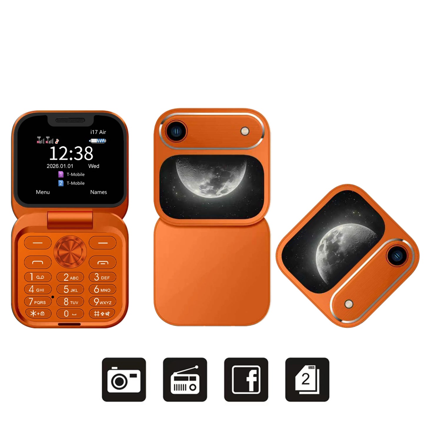 2026 New SERVO i17Air 2G Mini Foldable Mobile Phone Dual SIM Speed Dial Blacklist Flashlight Call Record Flip Cellphone FM Radio