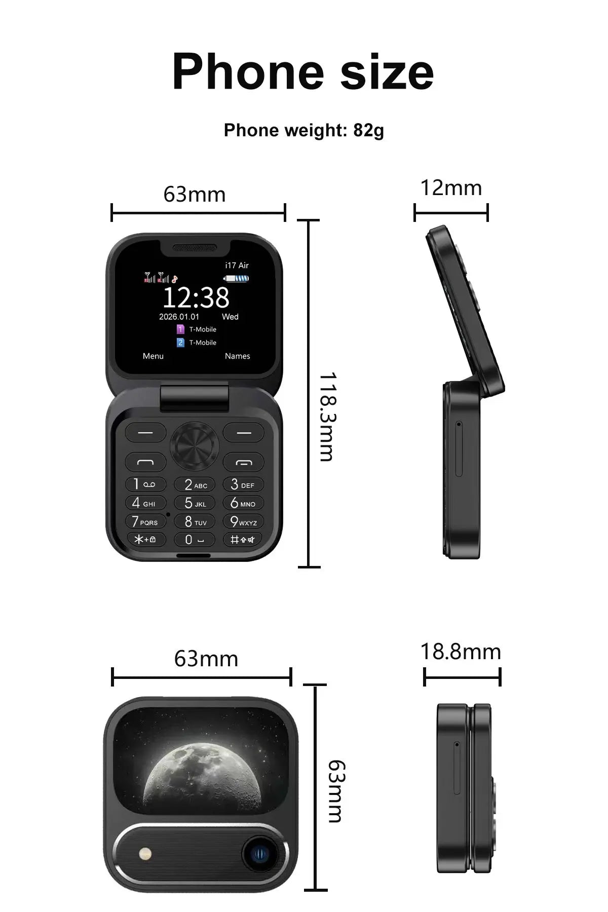 2026 New SERVO i17Air 2G Mini Foldable Mobile Phone Dual SIM Speed Dial Blacklist Flashlight Call Record Flip Cellphone FM Radio