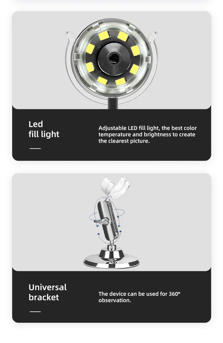 1600X 3in 1 Digital Microscope Camera Portable Electronic Microscope For Soldering LED Magnifier Type-C USB Charge Magnifier