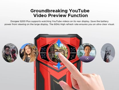 World Premiere DOOGEE S200 Plus 5G AI Rugged Phone Dimensity 7300 1.32" Rear Display 12+512GB 6.72'' 10100mAh Battery Smartphone