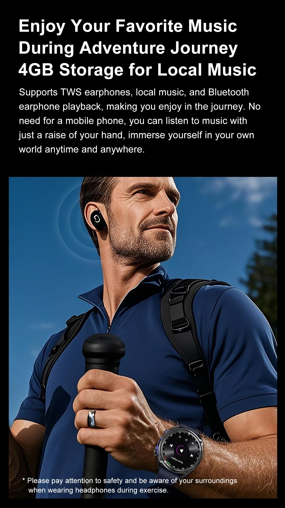 2025 New Military GPS Sports Smartwatches Men 5ATM Waterproof Fitness Tracker 4GB Memory Offline Maps 860Mah Battery Smart Watch