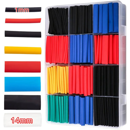 1600/127pcs Heat-shrink Tubing Thermoresistant Tube Heat Shrink Wrapping Kit Electrical Connection Wire Insulation Sleeving