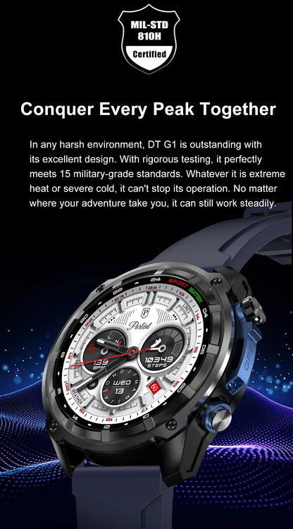 2025 New Military GPS Sports Smartwatches Men 5ATM Waterproof Fitness Tracker 4GB Memory Offline Maps 860Mah Battery Smart Watch