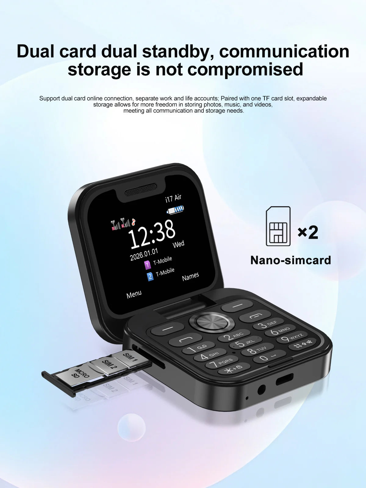 2026 New SERVO i17Air 2G Mini Foldable Mobile Phone Dual SIM Speed Dial Blacklist Flashlight Call Record Flip Cellphone FM Radio